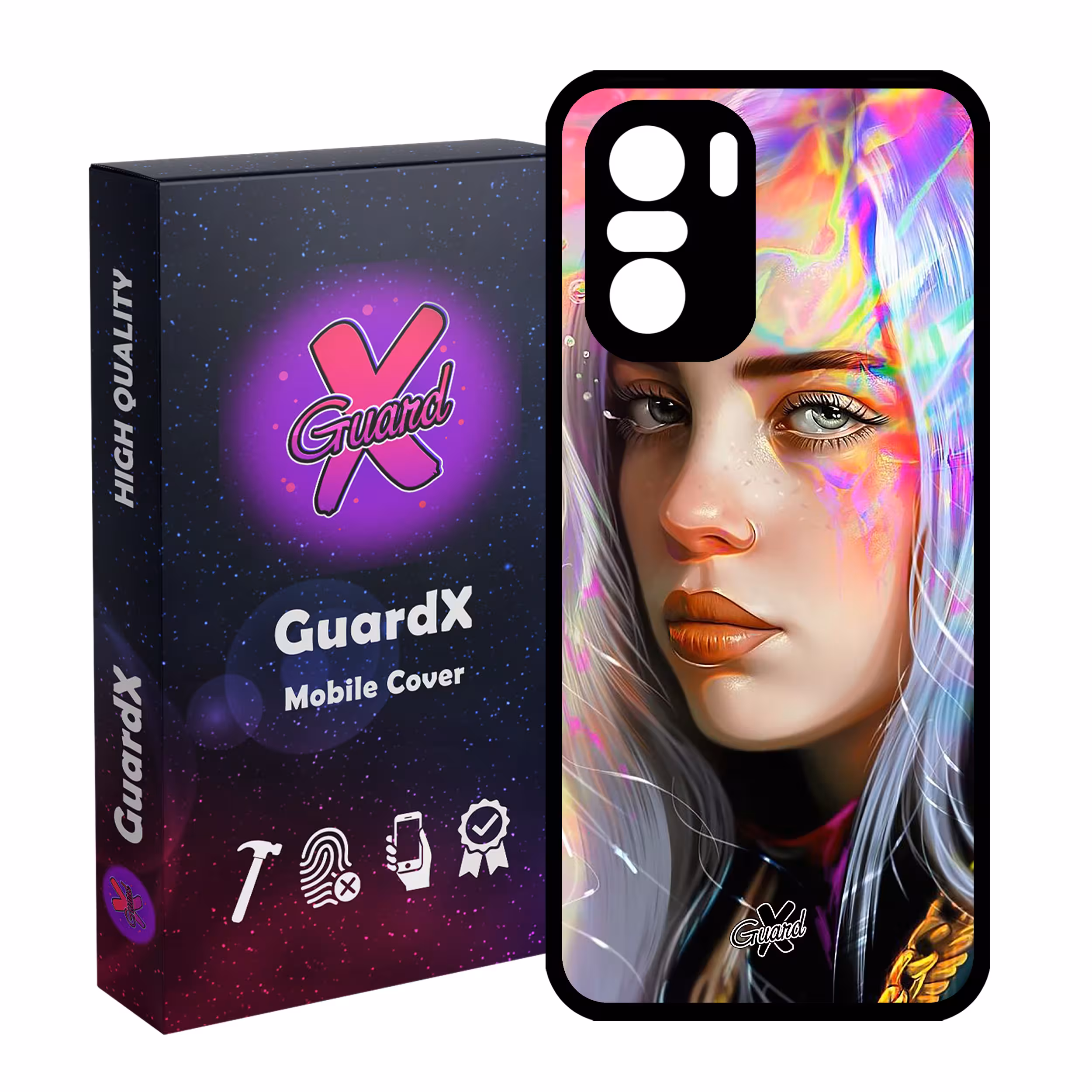 کاور گارد ایکس طرح Billie Eilish مدل Glass10141 مناسب برای گوشی موبایل شیائومی Poco F3/MI 11X/MI 11X Pro/Redmi K40/K40 Pro