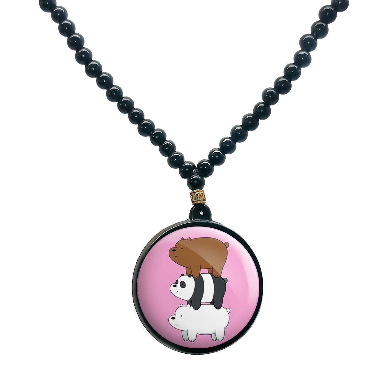 گردنبند پرمانه طرح خرس‌های کله‌فندقی کد pmd.10264 مدل دو طرفه