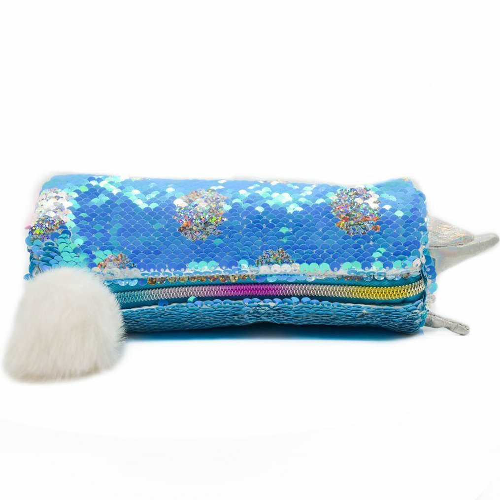 جامدادی پولکی یونیکورن آبی