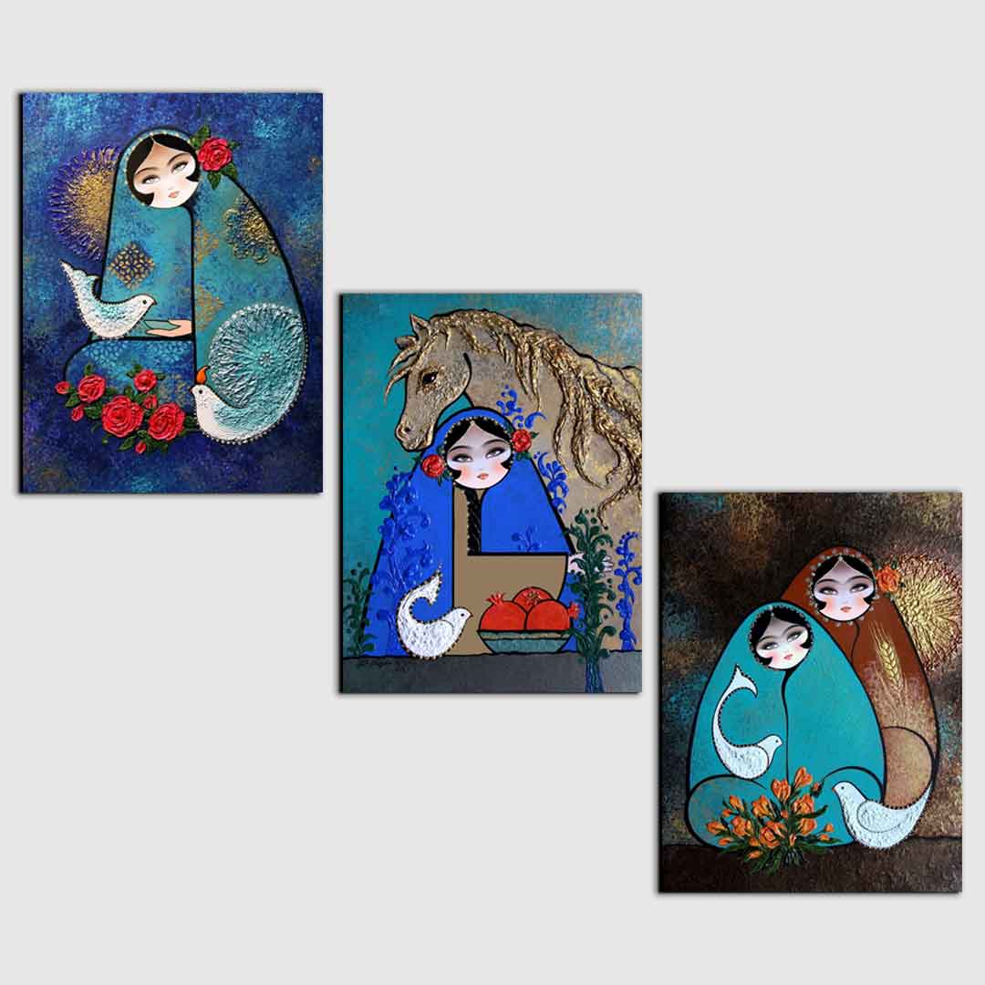 تابلو شاسی مدل خاتون کد YLD2 مجموعه 3 عددی