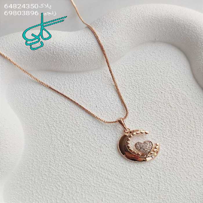 خرید گردنبند زنانه طرح قلب و ماه نگین دار مارک ژوپینگ ضد حساسیت آبکاری شده رنگ ثابت و با کیفیت کد 1515656 - ردگل
