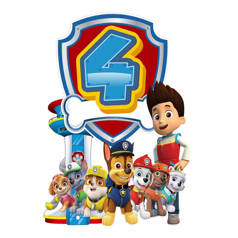 استند رومیزی تولد طرح عدد 4 مدل سگهای نگهبان کد 01