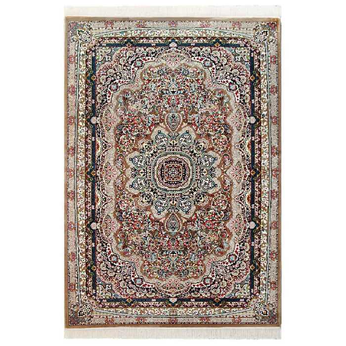 فرش ماشینی زمرد مشهد کد 18116 زمینه گردوئی