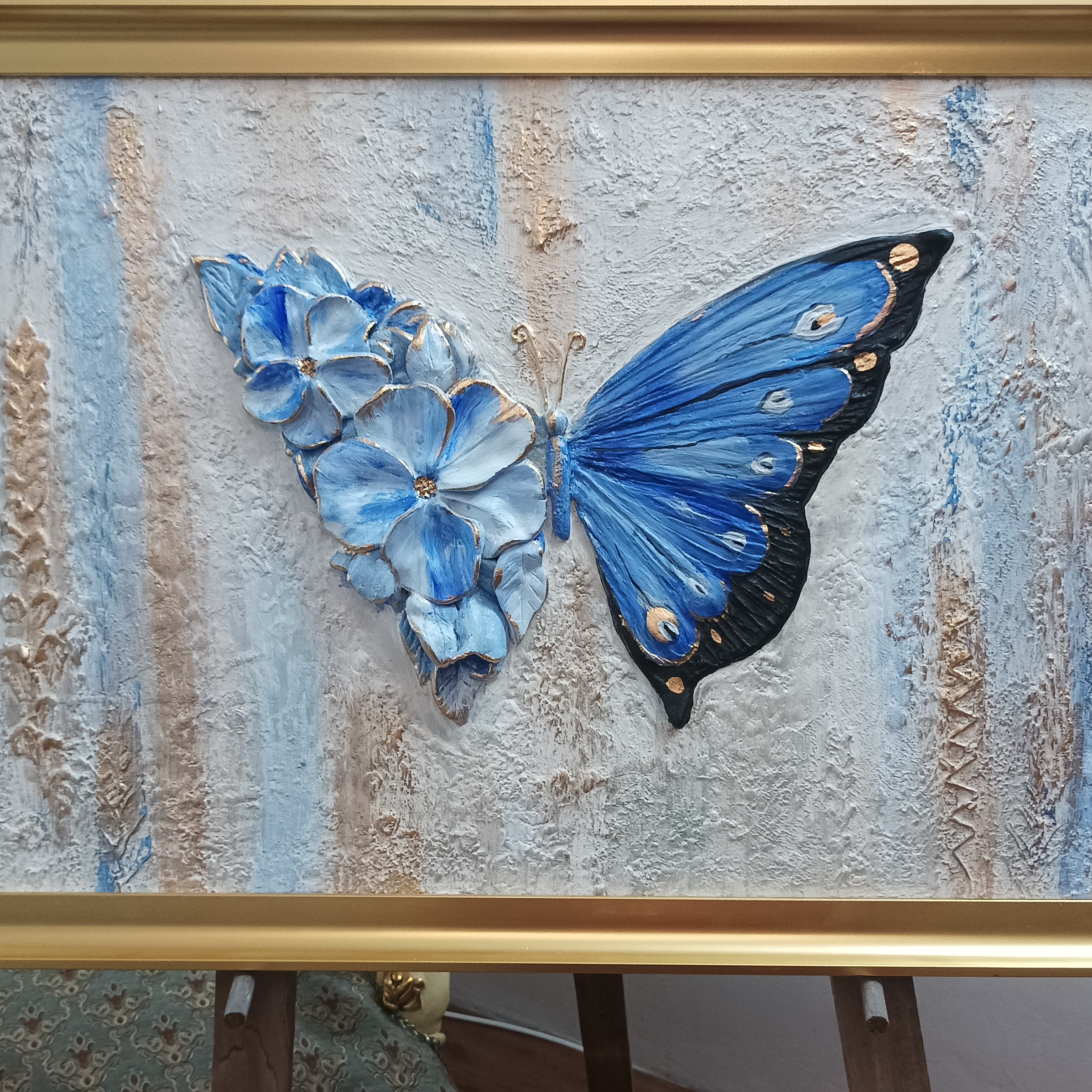 تابلو پروانه و گل برجسته