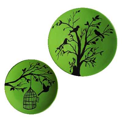 بشقاب دیوارکوب سفالی کد D13-A مجموعه 2 عددی