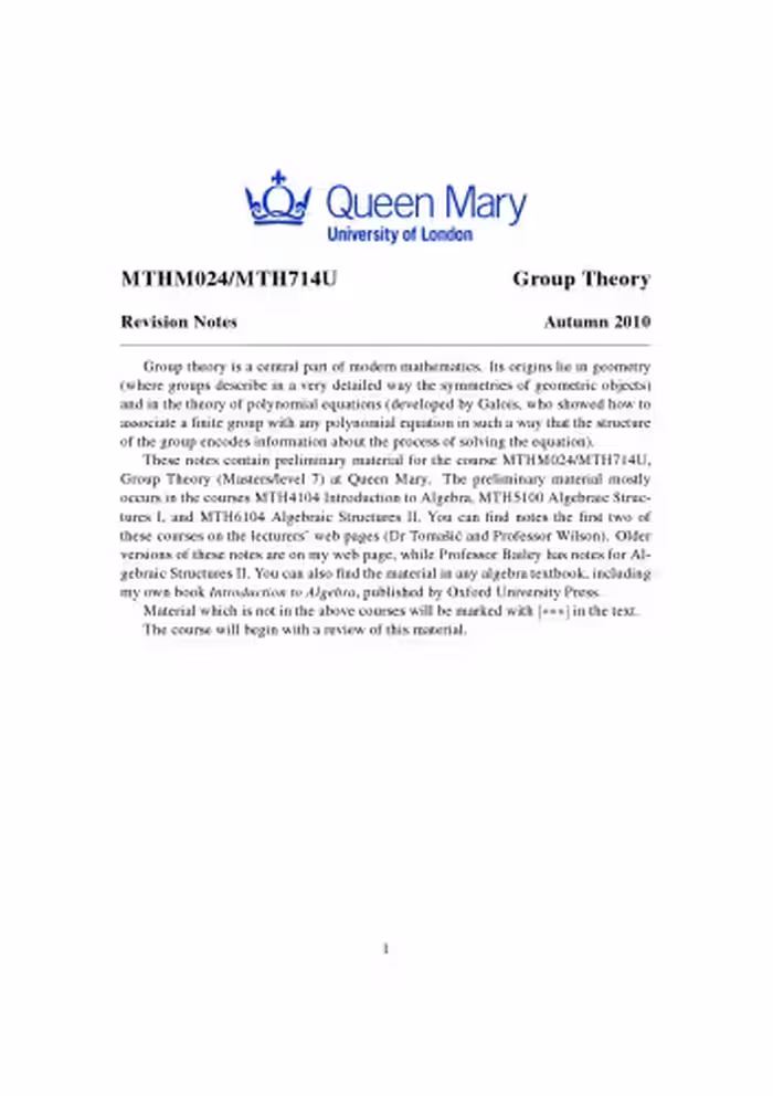 خرید و دانلود نسخه کامل کتاب Group Theory Revision Notes