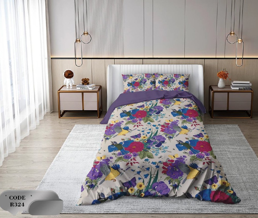 سرویس روتختی 1 نفره 4 تکه ابعاد 1.65 ×2.35 کشدار ضد حساسیت و عرق کد R324 | ست خواب و ست روتختی