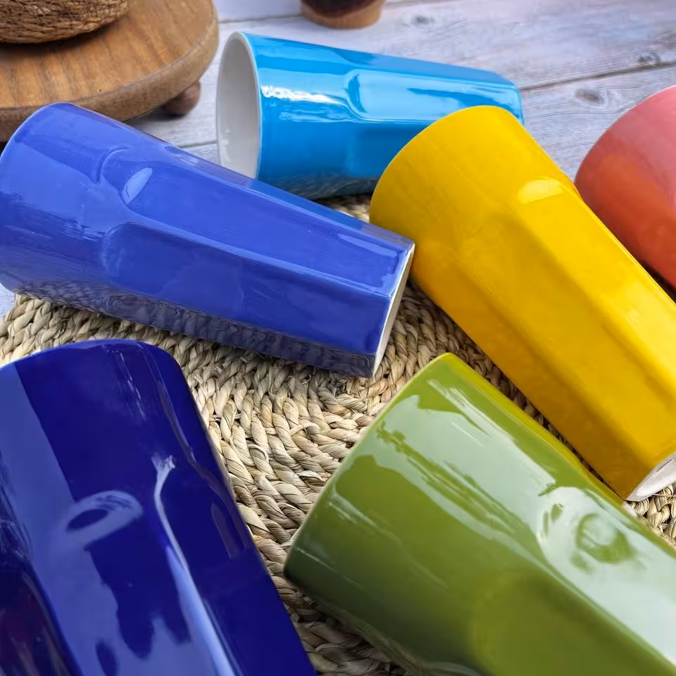لیوان های شربت خوری ارتفاع20 رنگی سرامیکی تک عددی