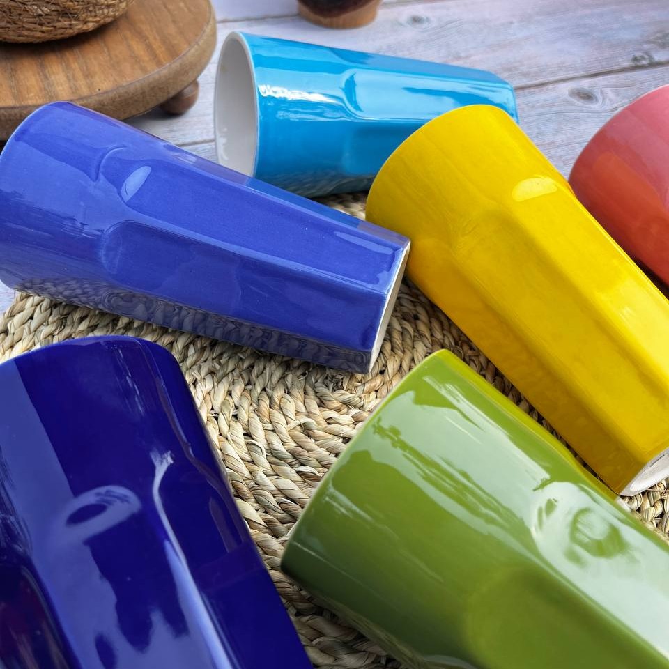 لیوان های شربت خوری ارتفاع20 رنگی سرامیکی تک عددی