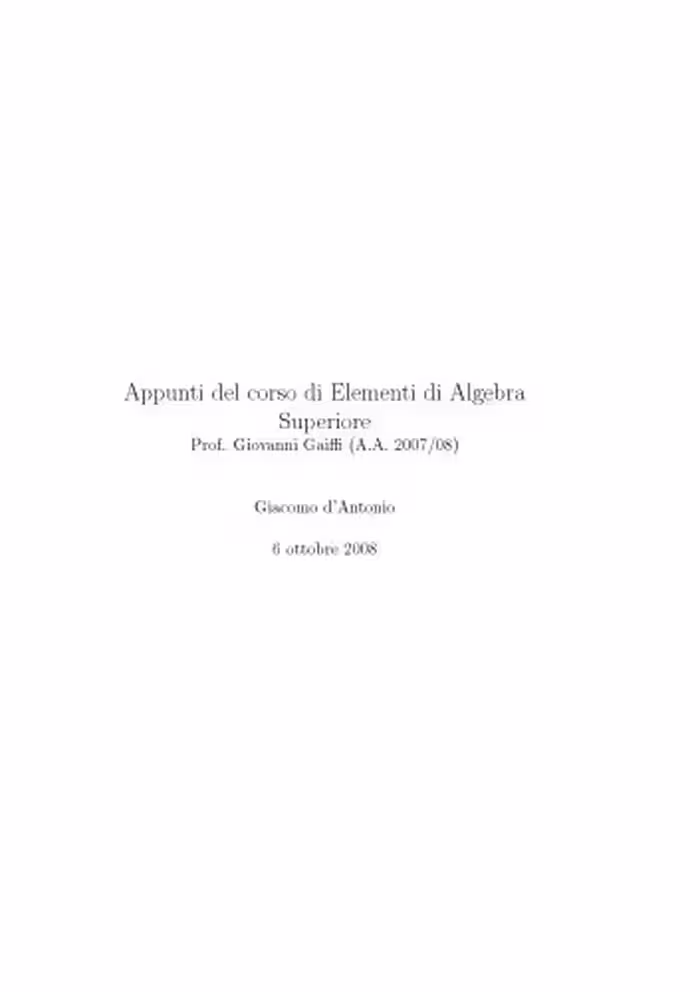 خرید و دانلود نسخه کامل کتاب Appunti del corso di Elementi di Algebra Superiore [Lecture notes]