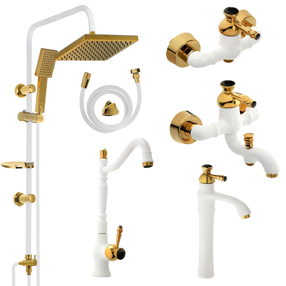 ست شیرآلات کویران آذر مدل فلورانس کد 02 پایه بلند مجموعه 6 عددی