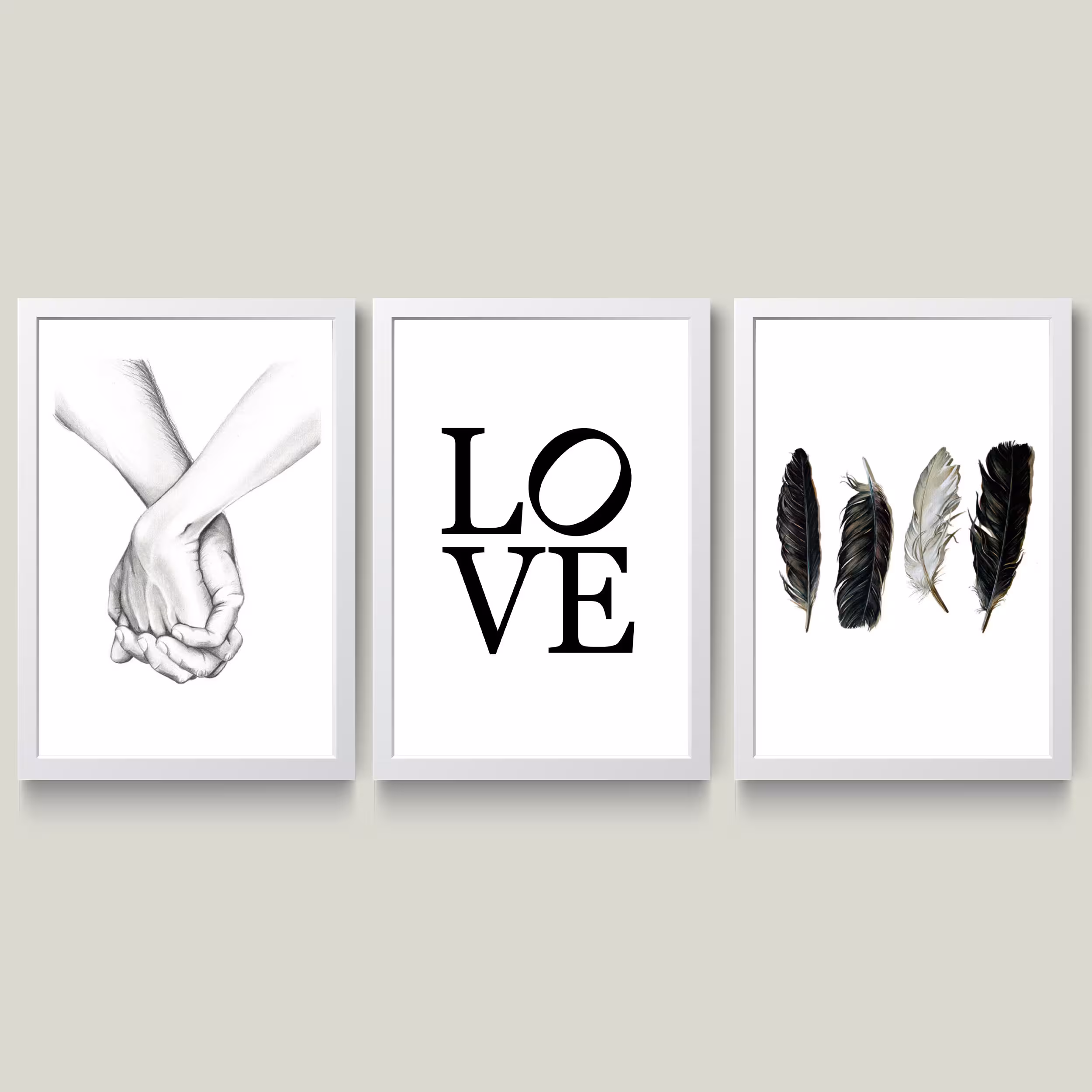 تابلو مدل مینیمال LOVE کد m2532-w مجموعه 3 عددی
