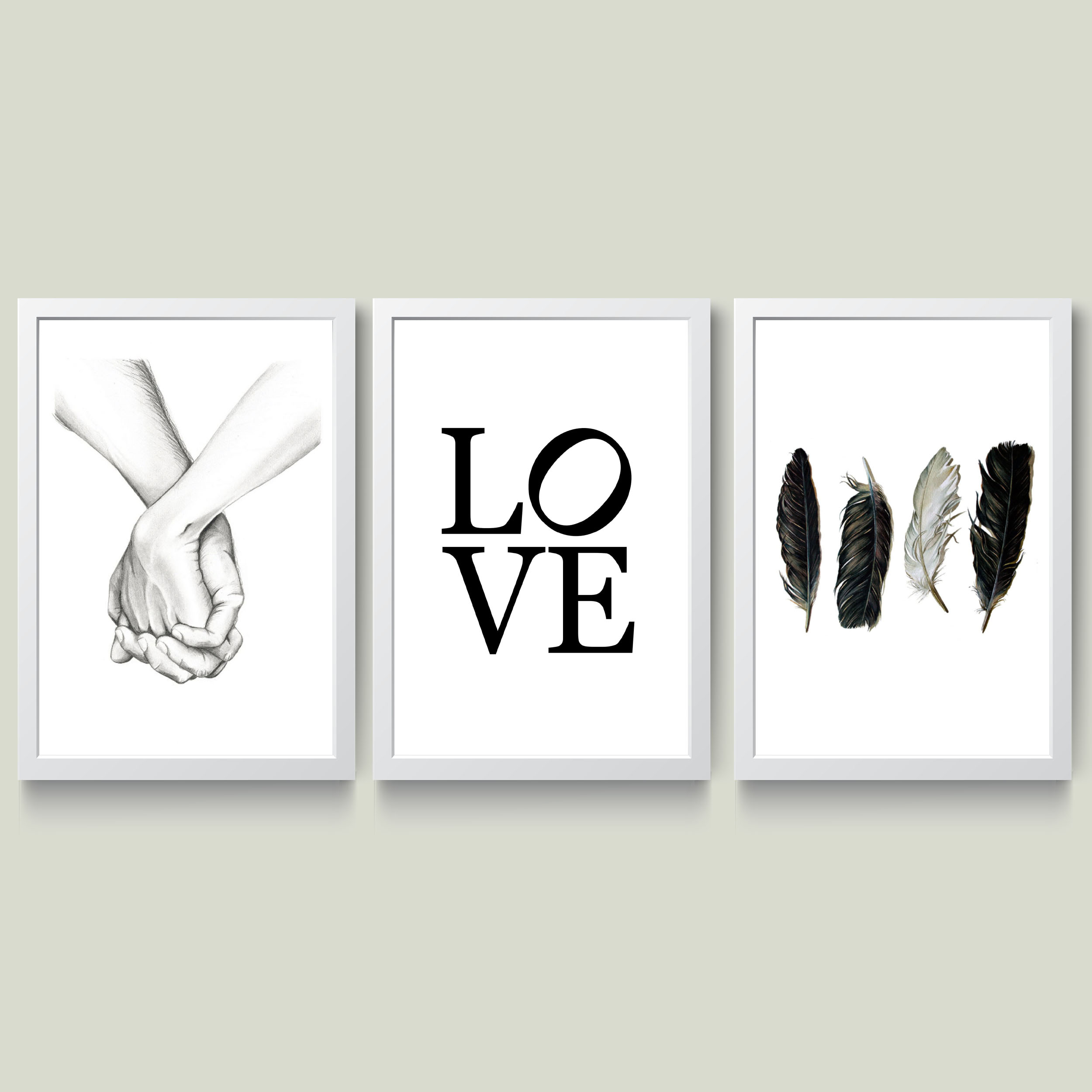 تابلو مدل مینیمال LOVE کد m2532-w مجموعه 3 عددی