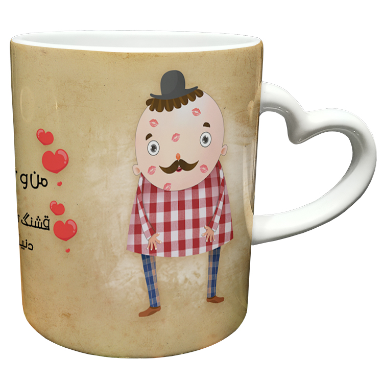 ماگ مدل دسته قلبی طرح عاشقانه کد 159