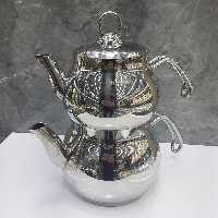 کتری قوری استیل ترک evimsaray با کفه اینداکشن، کد104 ، استیل ضد زنگ ، دسته استیل نقره ای