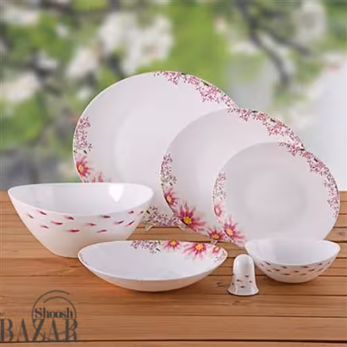 سرویس غذاخوری 28 پارچه بیضی گل دیزی 257 پارس اپال