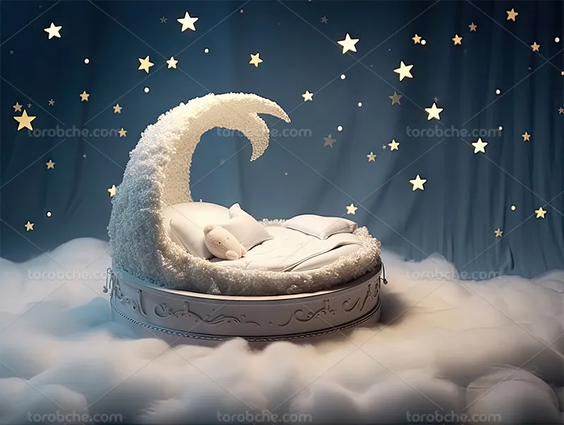 بک دراپ عکاسی نوزاد با ستاره و ماه | گرافیک با طعم تربچه