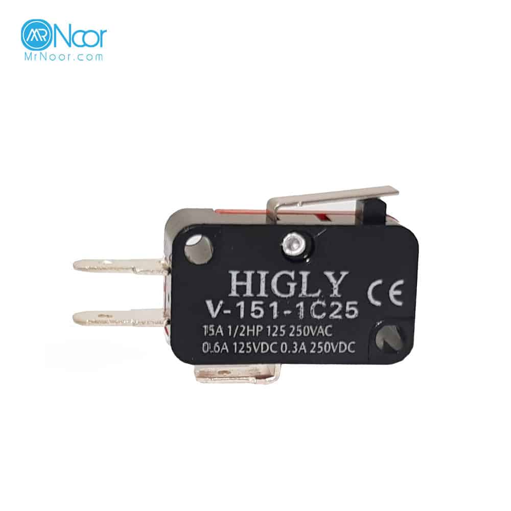 میکروسوئیچ اهرمی ریز فشاری تسمه کوتاه ساده V-151 - مستر نور