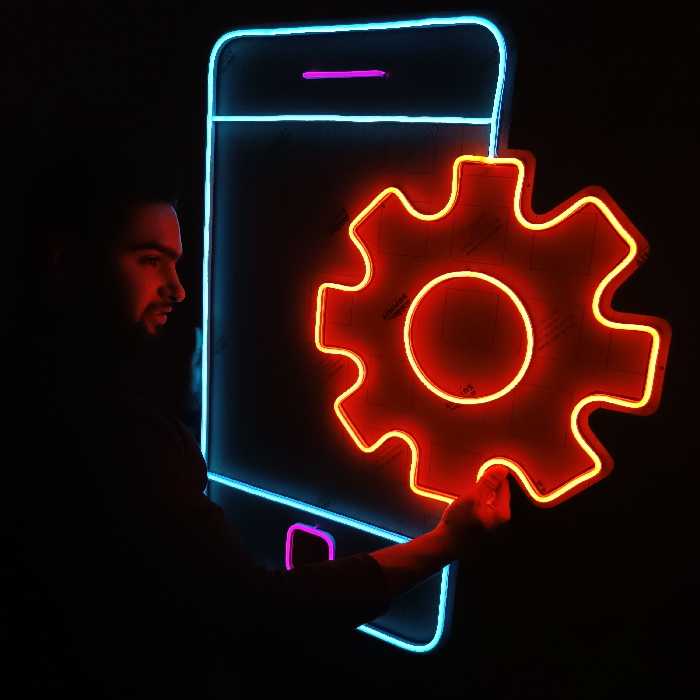 تابلو نئون طرح تعمیرات موبایل (بدون نوشته) سایز بزرگ 100 سانت