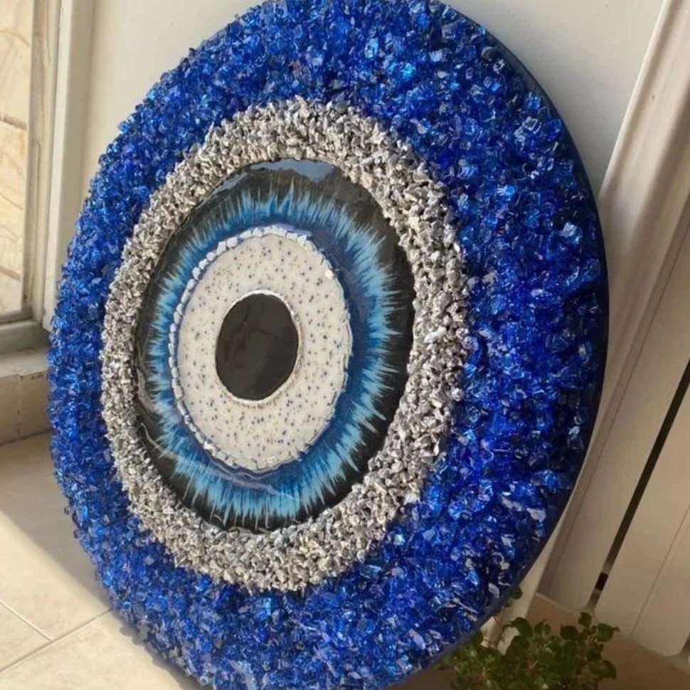 تابلو چشم نظر بی نظیر قطر 40 تماما کار دست تلفیق رنگ و کریستال 