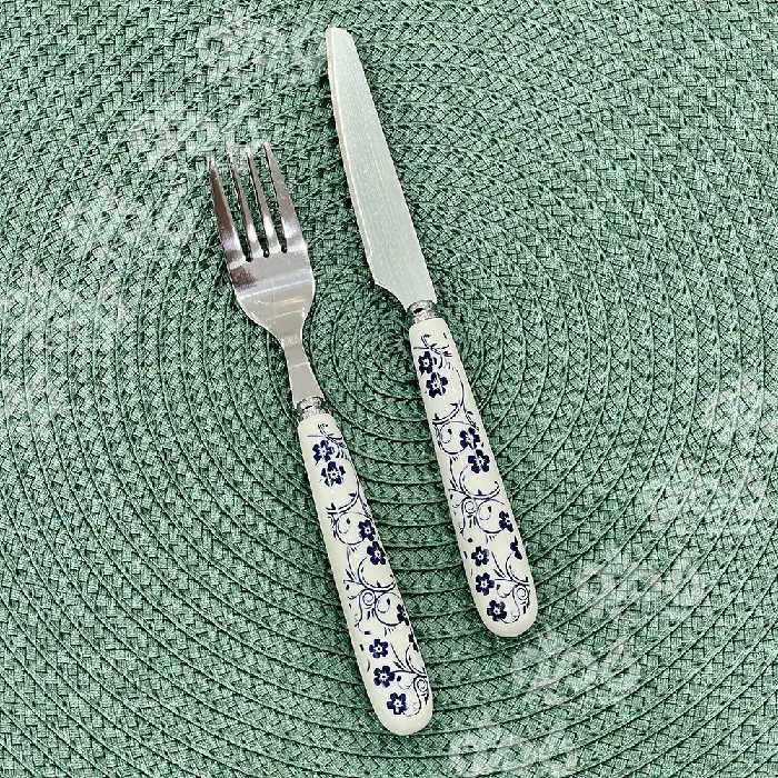 کارد و چنگال سرامیکی گل آبی دنی هوم