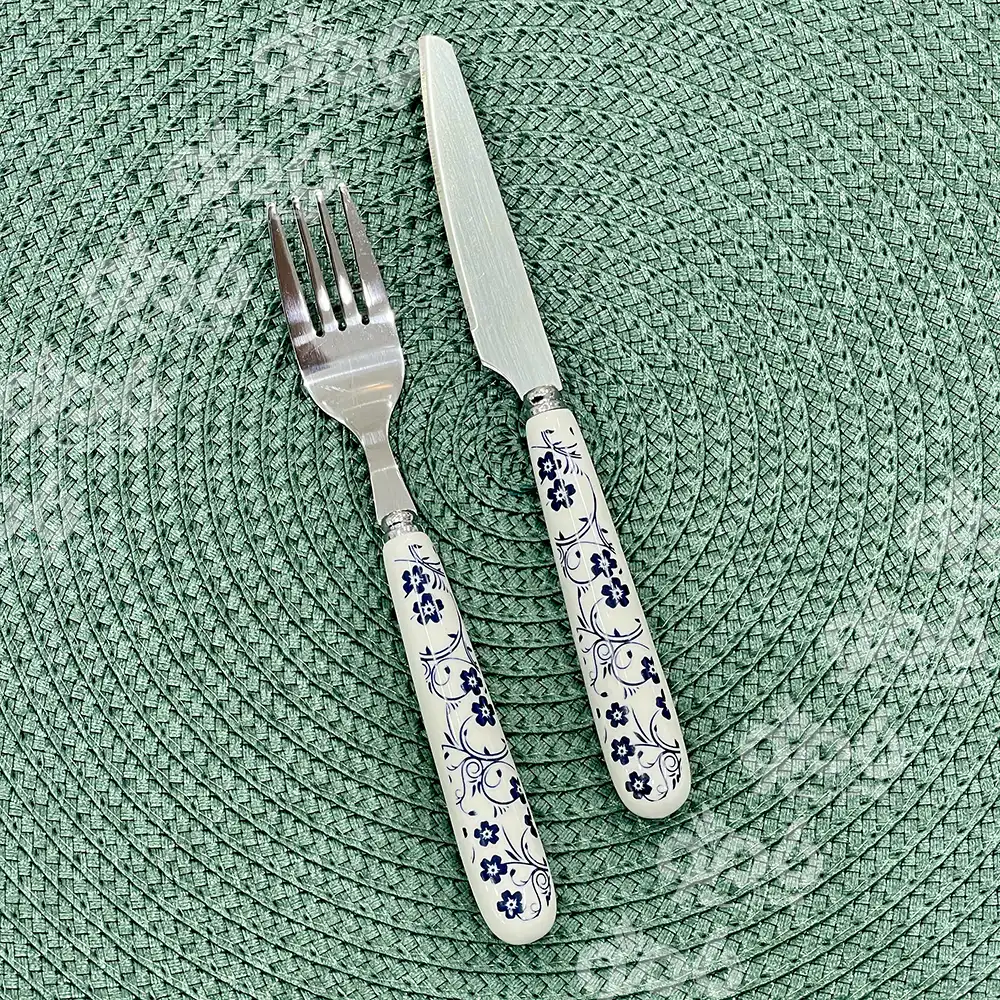 کارد و چنگال سرامیکی گل آبی دنی هوم