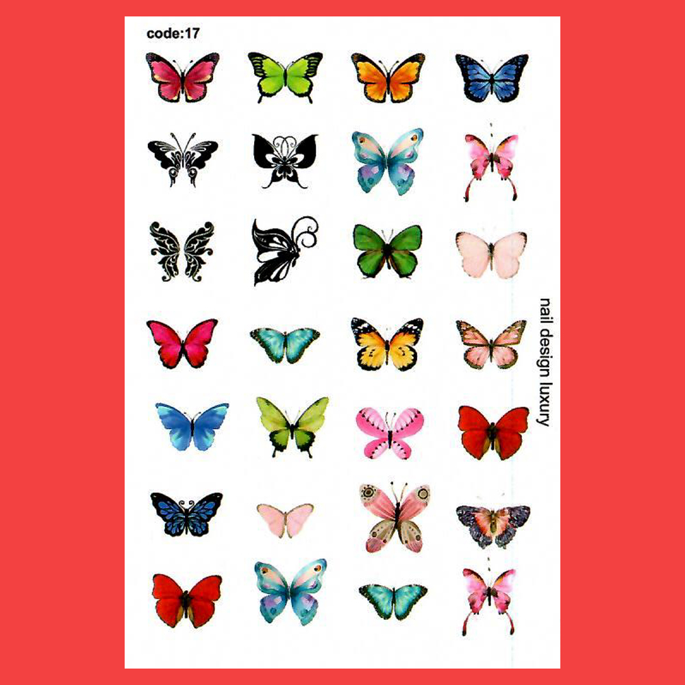 استیکر طراحی ناخن مدل پروانه کد 17