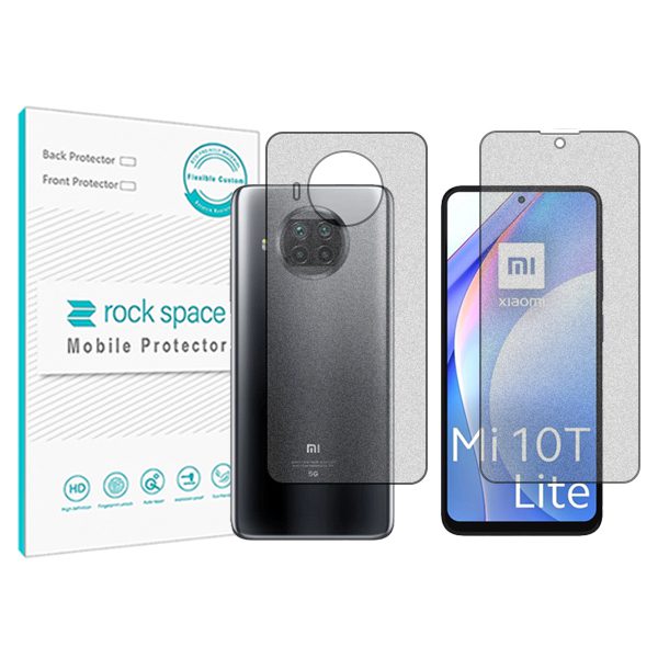 گلس صفحه نمایش و پشت گوشی شیائومی 10T Lite مدل نانو هیدروژل مات برند راک اسپیس کد SS