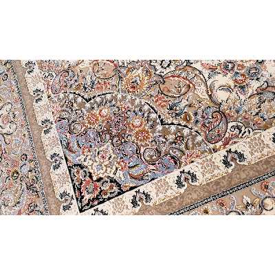 فرش ماشینی زمرد مشهد مدل 37000 زمینه کرم