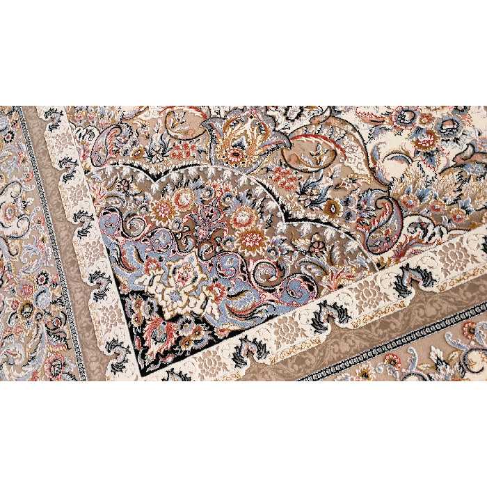 فرش ماشینی زمرد مشهد مدل 37000 زمینه کرم