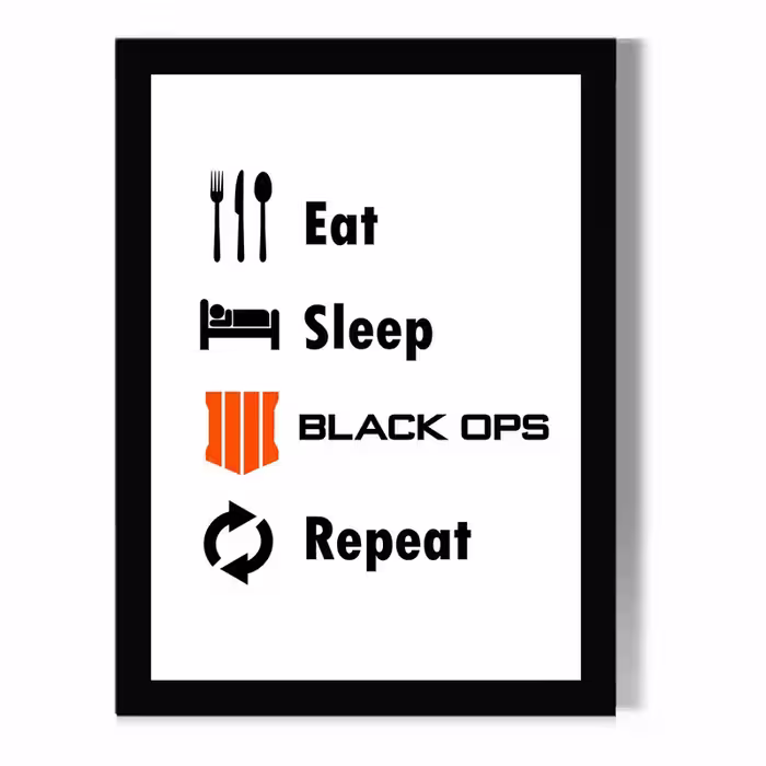 تابلو مدل دیواری بازی Call Of Duty طرح Eat Sleep Call Of Duty Repeat کد FD286