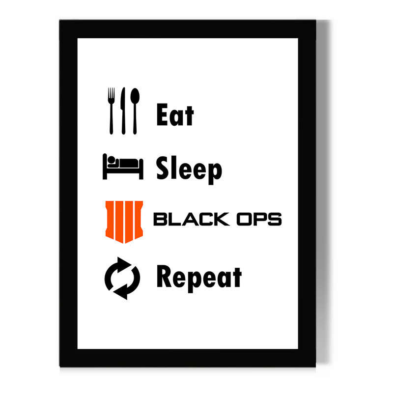 تابلو مدل دیواری بازی Call Of Duty طرح Eat Sleep Call Of Duty Repeat کد FD286