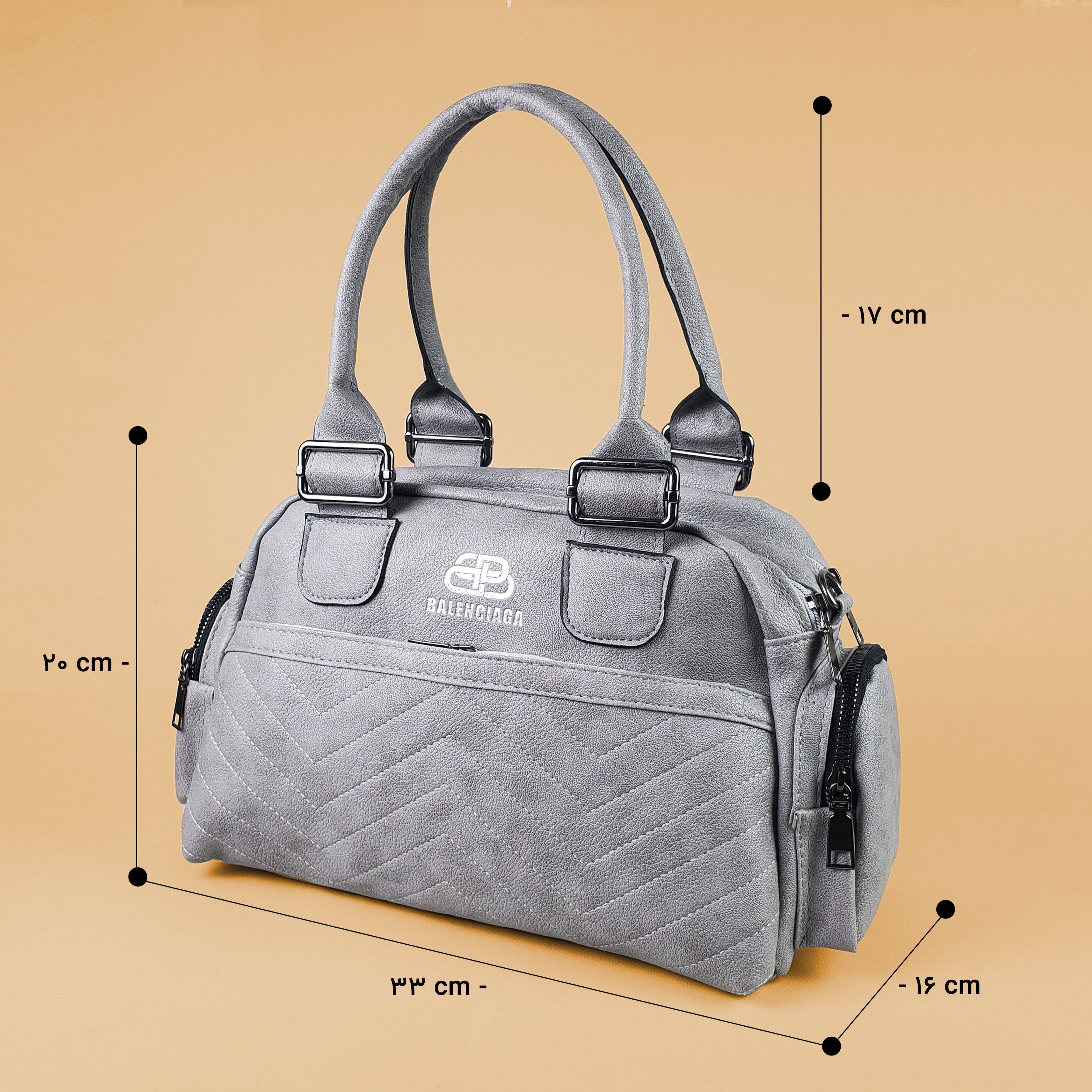 کیف زنانه کشیده دو جیب  - 5023 - رنگ طوسی -  دخترانه