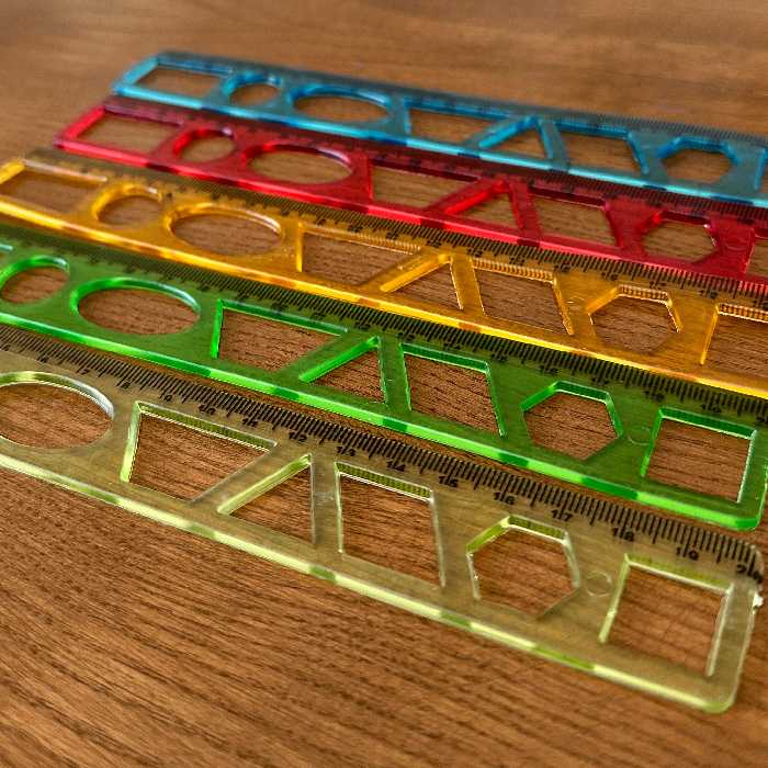 خط کش ژله ای شابلون دار 20سانت - در پنج رنگ متنوع - لوازم التحریر