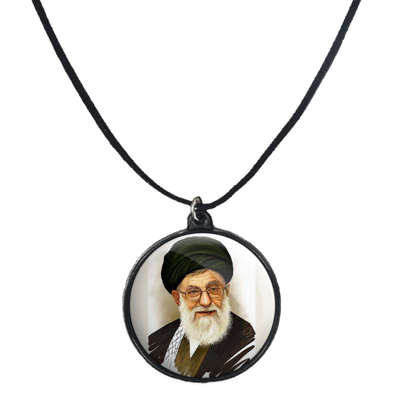 گردنبند پرمانه طرح تصویر آیت الله خامنه ای کد pmb.7359 مدل دو طرفه