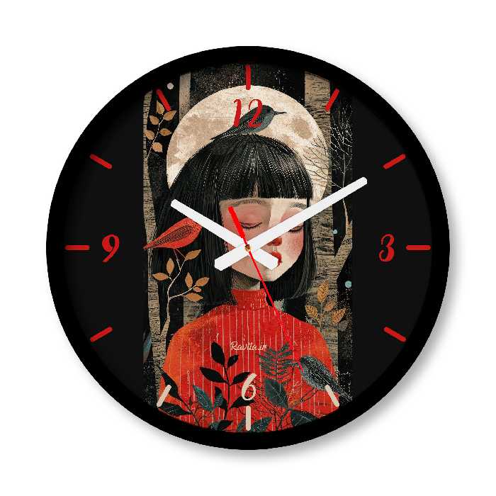 ساعت دیواری بزرگ راویتا طرح نقاشی دختر کد 3574