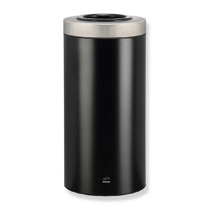 سطل زباله 45 لیتری بهاز مدل استوانه ای مشکی در استیل