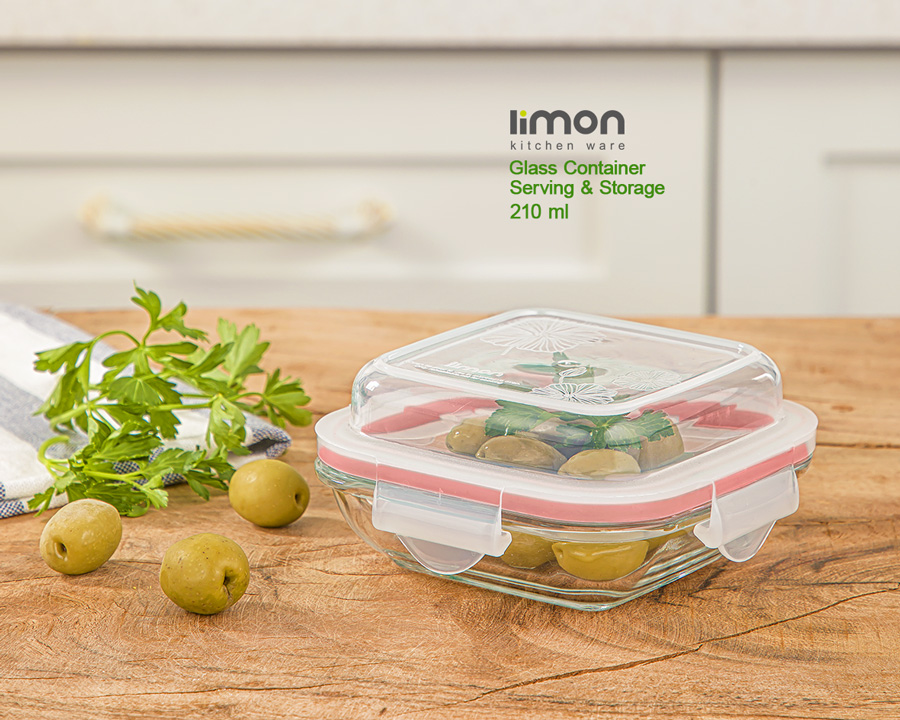 ظرف شیشه ای سرو و نگهداری دربدار 210 میلی لیتر کد محصول: 202735