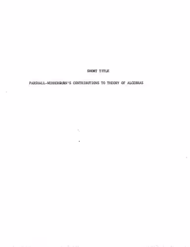 خرید و دانلود نسخه کامل کتاب The contributions of J. H. M. Wedderburn to the theory of algebras: 1900-10