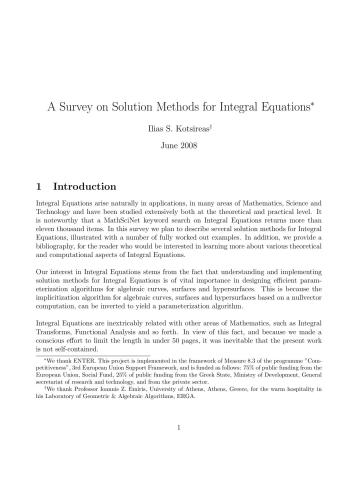خرید و دانلود نسخه کامل کتاب A Survey on Solution Methods for Integral Equations