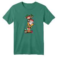 تی شرت آستین کوتاه بچگانه مدل بابانوئل و گوزن کریسمس کد 11 رنگ سبز سدری