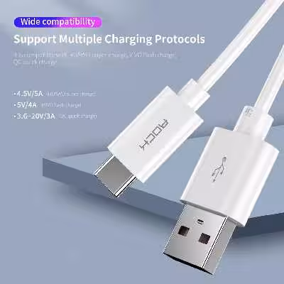 کابل تبدیل USB به USB-C راک مدل RCB0543 طول 1.5 متر  بسته 2 عددی 