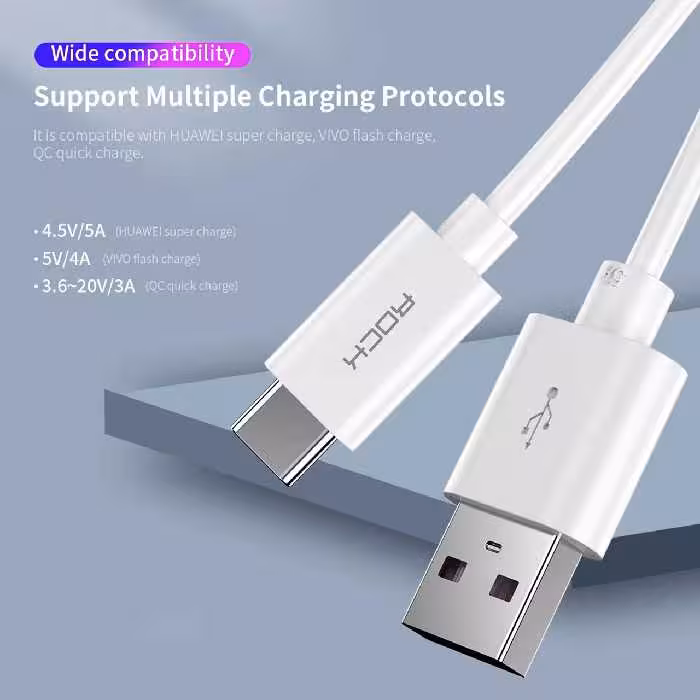 کابل تبدیل USB به USB-C راک مدل RCB0543 طول 1.5 متر  بسته 2 عددی 