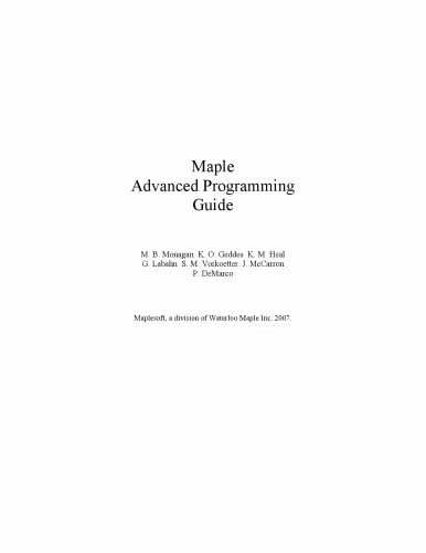 خرید و دانلود نسخه کامل کتاب Maple 11 Advanced Programming Guide