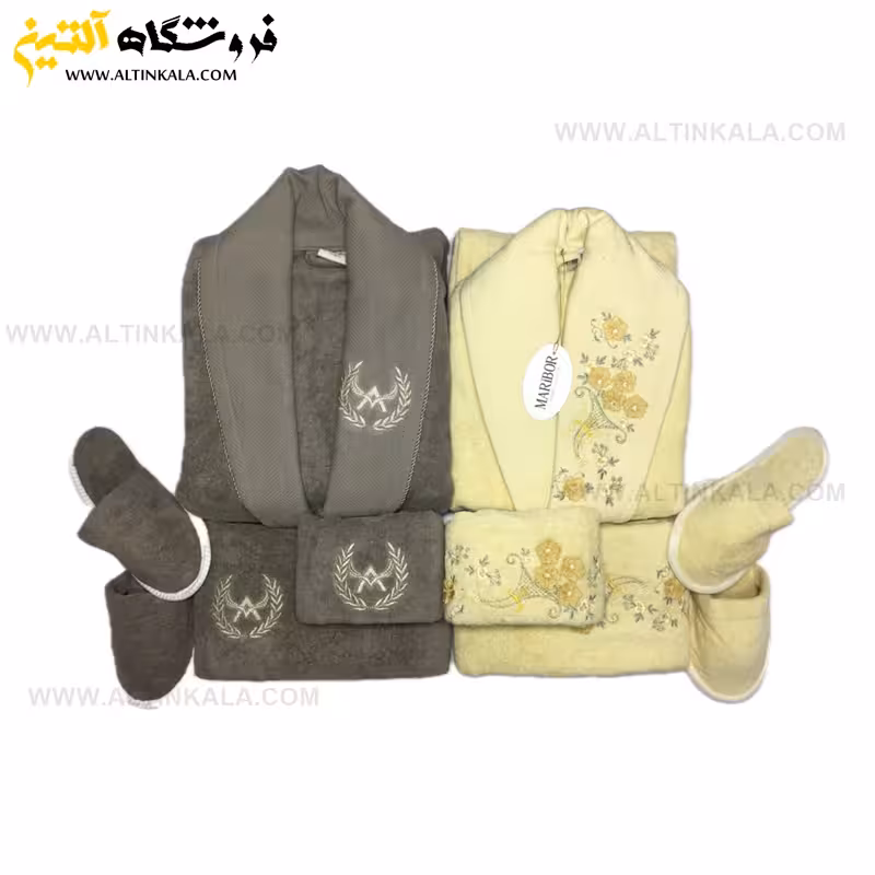 سرویس حوله عروس و داماد 10تکه گلدوزی سه بعدی برند MARIBOR