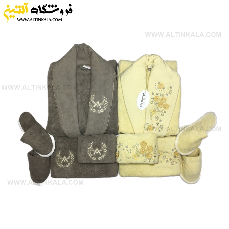 سرویس حوله عروس و داماد 10تکه گلدوزی سه بعدی برند MARIBOR