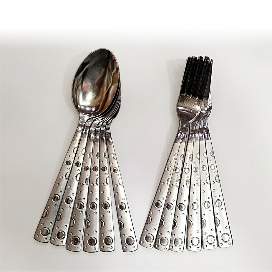 قاشق استیل دست 6 عددی و چنگال استیل دست 6 عددی