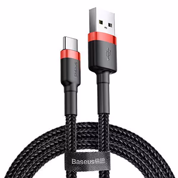 کابل USB به TYPE_C باسئوس  Baseus cafule Cable USB For Type-C 3A 1M Red Black