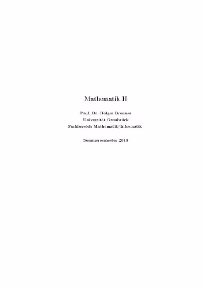 خرید و دانلود نسخه کامل کتاب Mathematik II (Sommersemester 2010)
