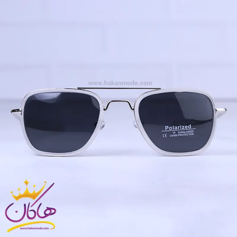 عینک آفتابی مردانه سفید شیشه مشکی P 10-10/2